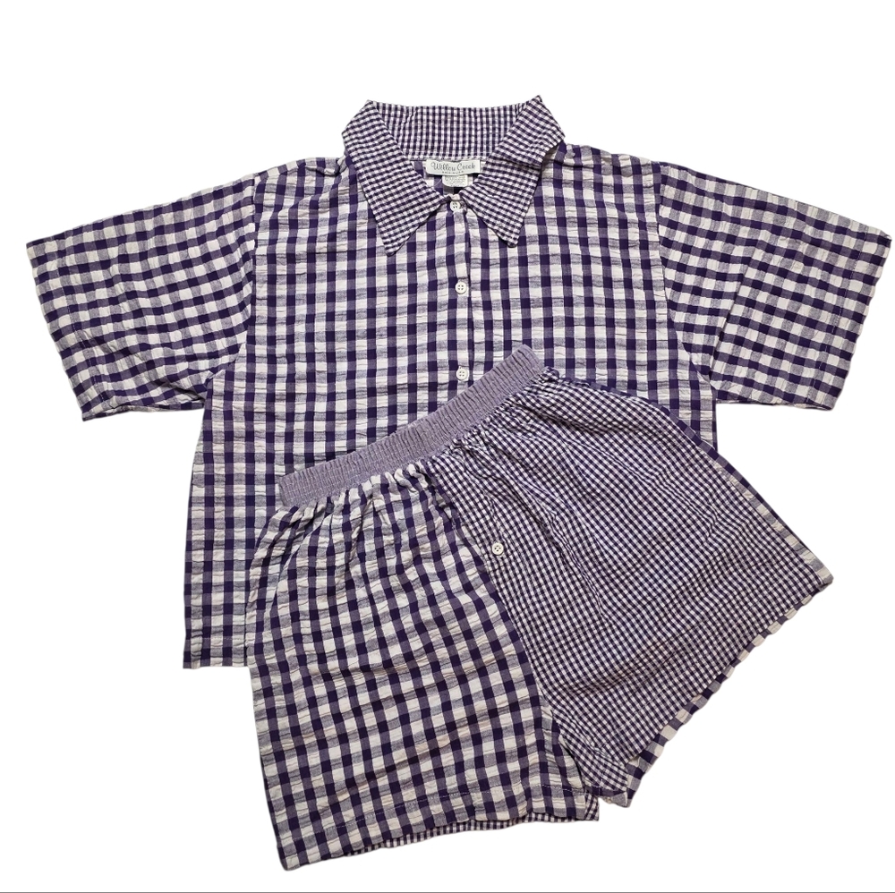 Willow Creek Pajamas Shirt & Shorts Loungewear Sleep Set Purple White Size Small
